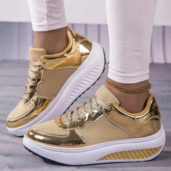 Skovae | Damer Gyldne Snørebånd Platform Sneakers