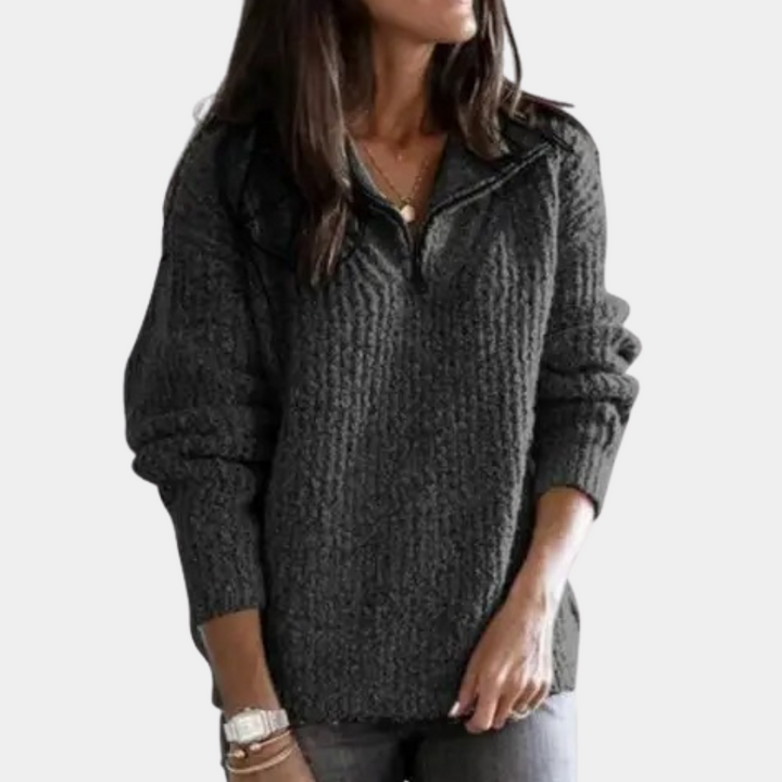 Stilla | Behagelig dame sweatshirt med halv lynlås