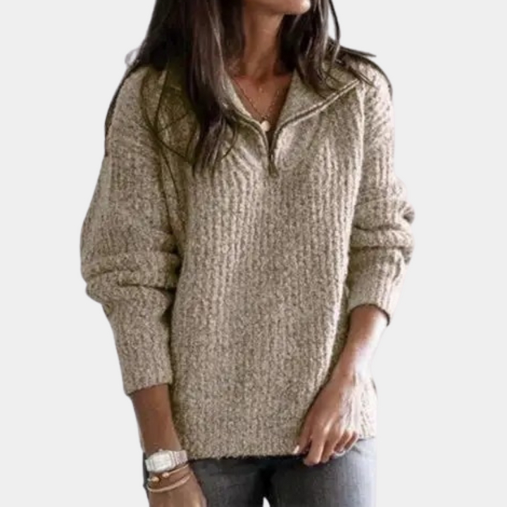 Stilla | Behagelig dame sweatshirt med halv lynlås