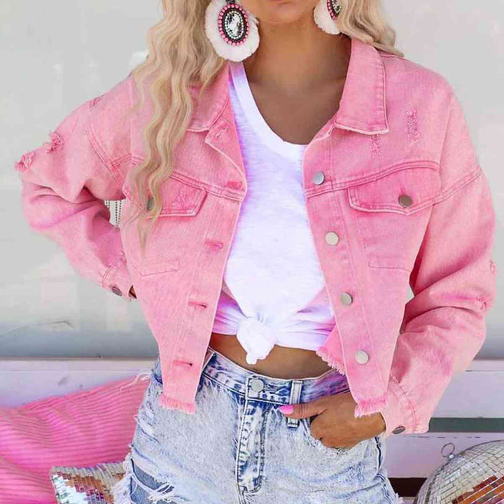 Stilla | Rå Kant Frynse Detalje Denimjakke
