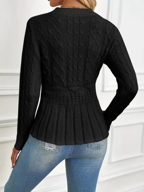 Stilla | Behagelig Smart Grovstrikket Pullover med Rund Halsudskæring