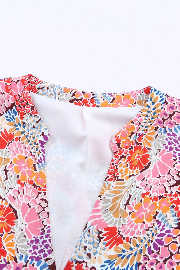 Stilla | Notched Neck Flounce Sleeve Shift Dress
