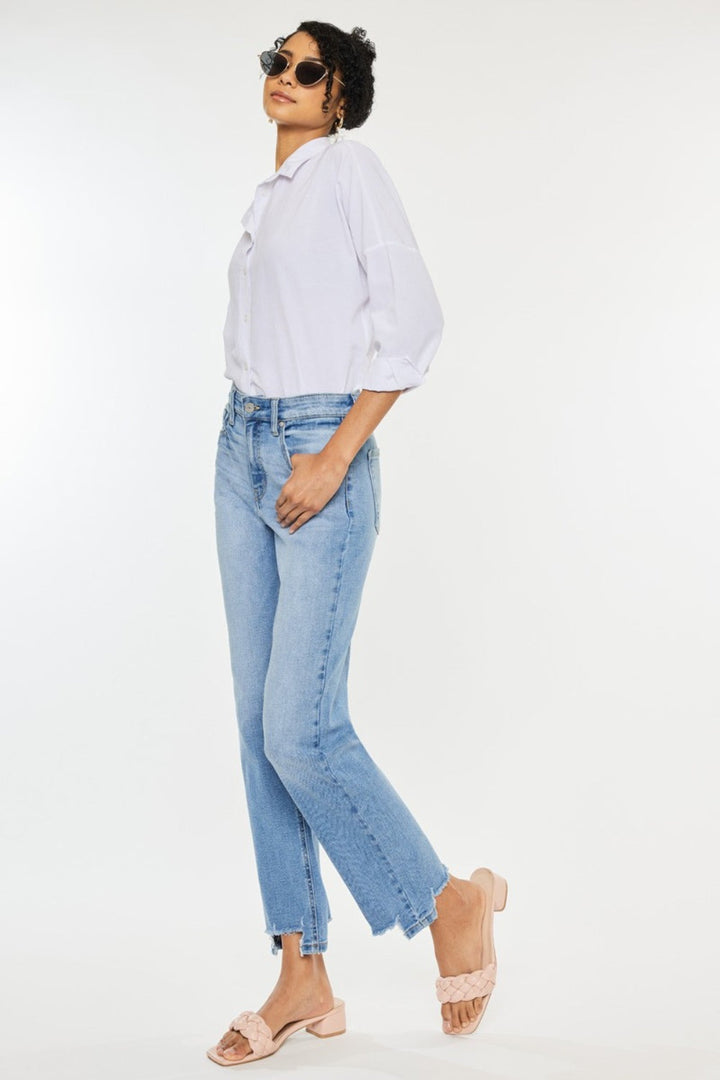 Stilla | Høj Talje Rå Kant Lige Jeans