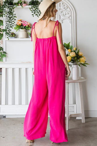 Stilla | Pocketed Spaghetti Strap Bred Ben Jumpsuit