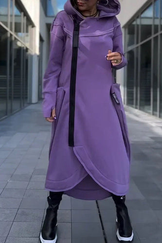 Stilla | Langt Hoodie-Kjole med Moderne Snit