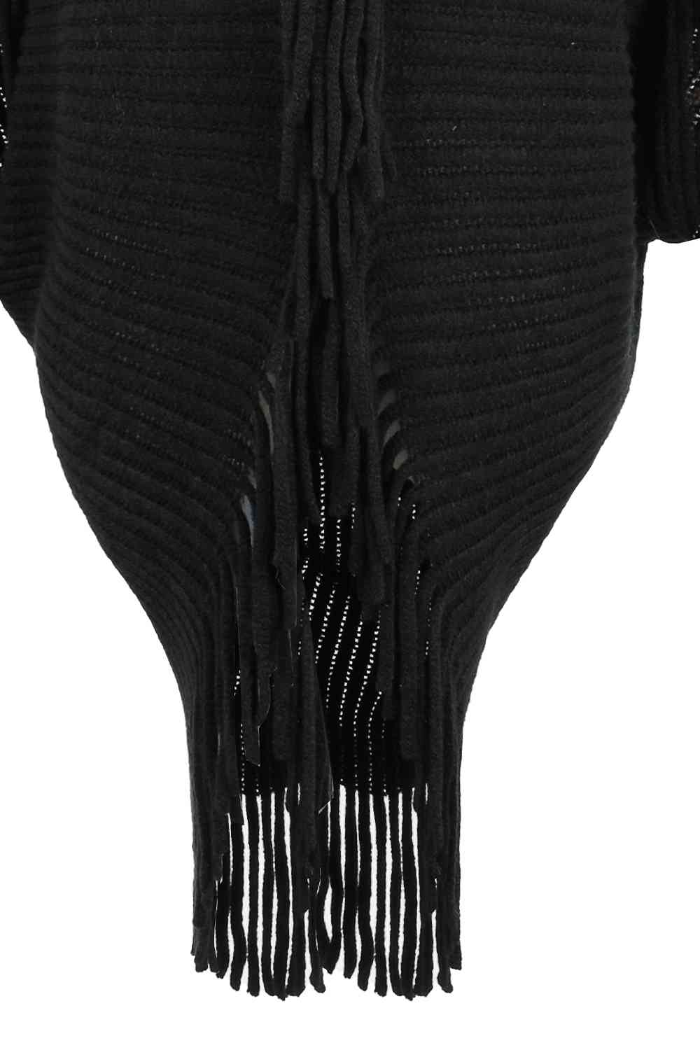 Stilla | Detaljeret Langærmet Ribbet Poncho