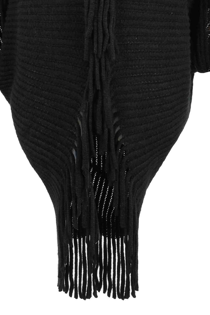Stilla | Detaljeret Langærmet Ribbet Poncho