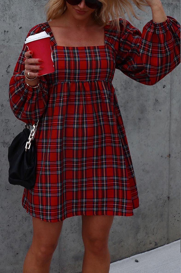 Stilla | A-lovely Time Plaid Babydoll Kjole