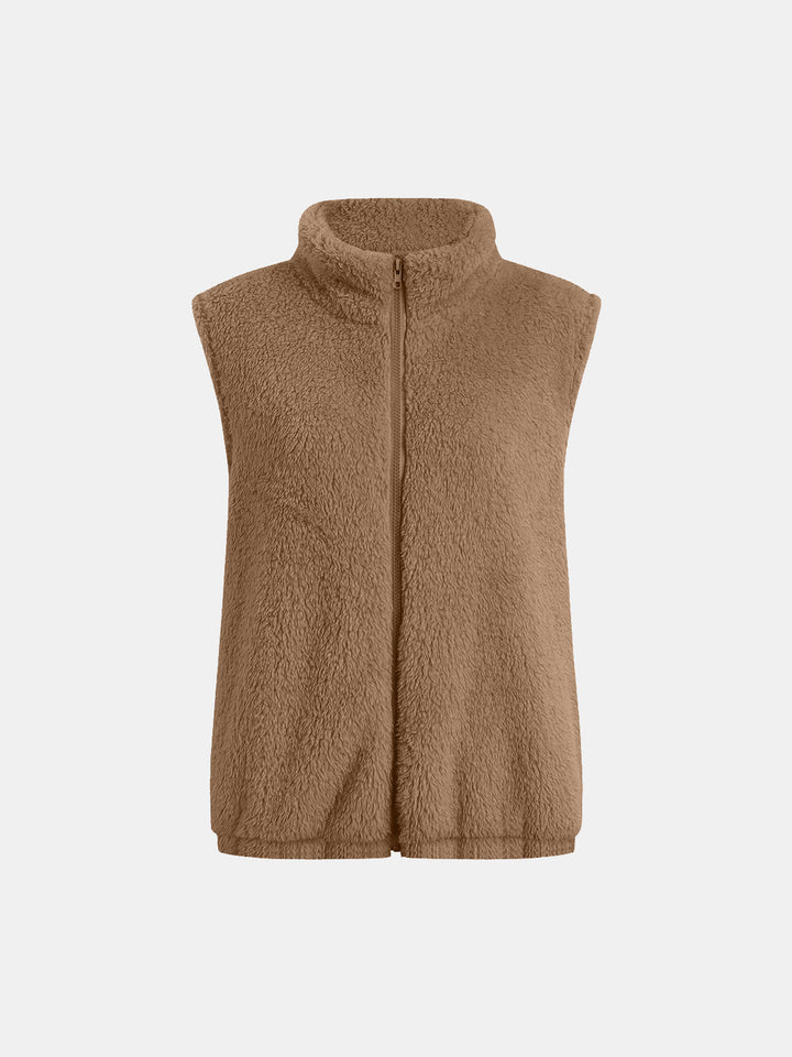 Stilla | Plush Vest Kapotte med Lynlås og Store Lommer