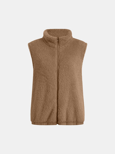Stilla | Plush Vest Kapotte med Lynlås og Store Lommer