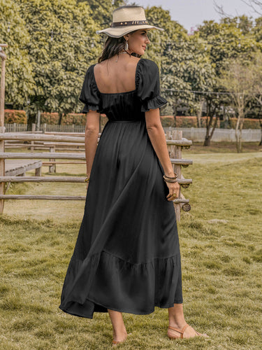 Stilla | Neck Flounce Sleeve Midi Dress