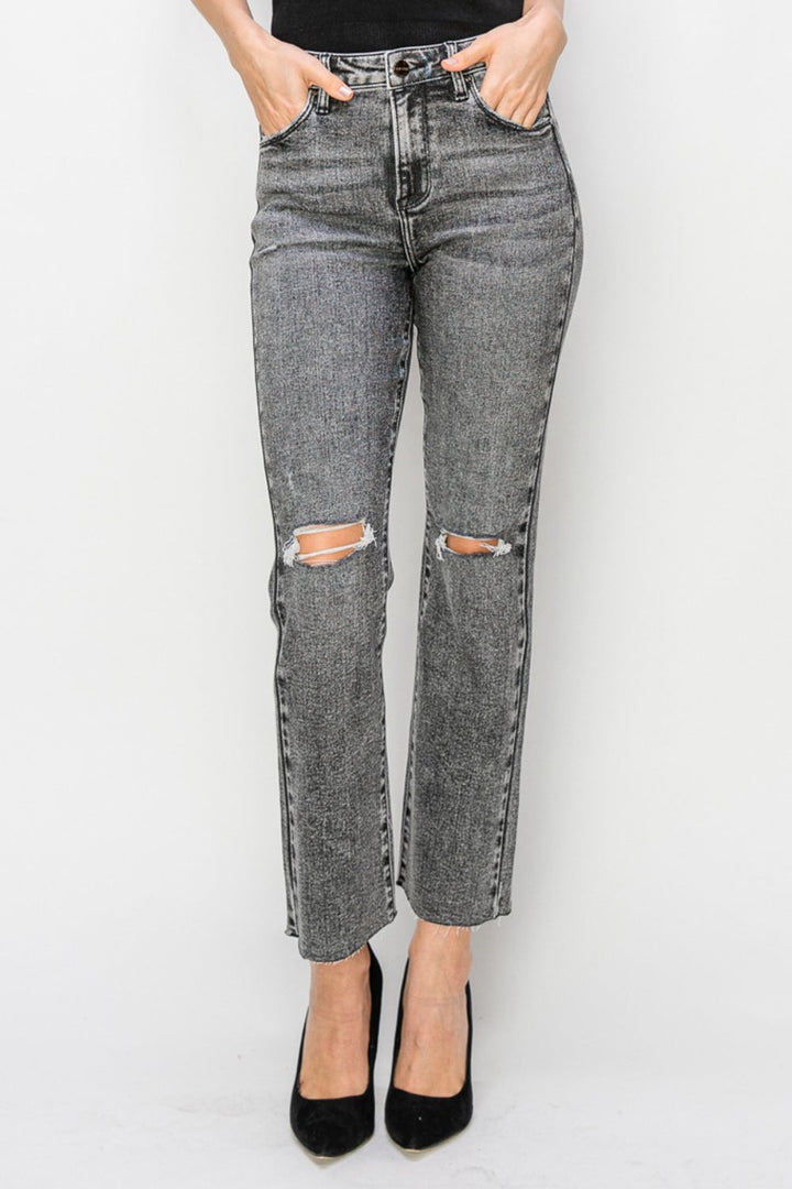 Stilla | Høj Talje Slidte Lige Jeans