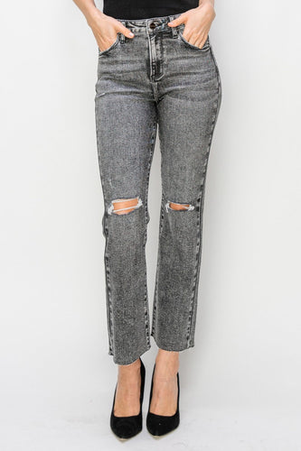 Stilla | Høj Talje Slidte Lige Jeans