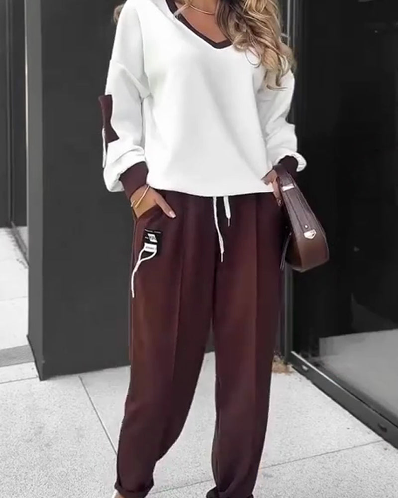 Stilla | Blok Sweatshirt og Joggingbukser Sæt