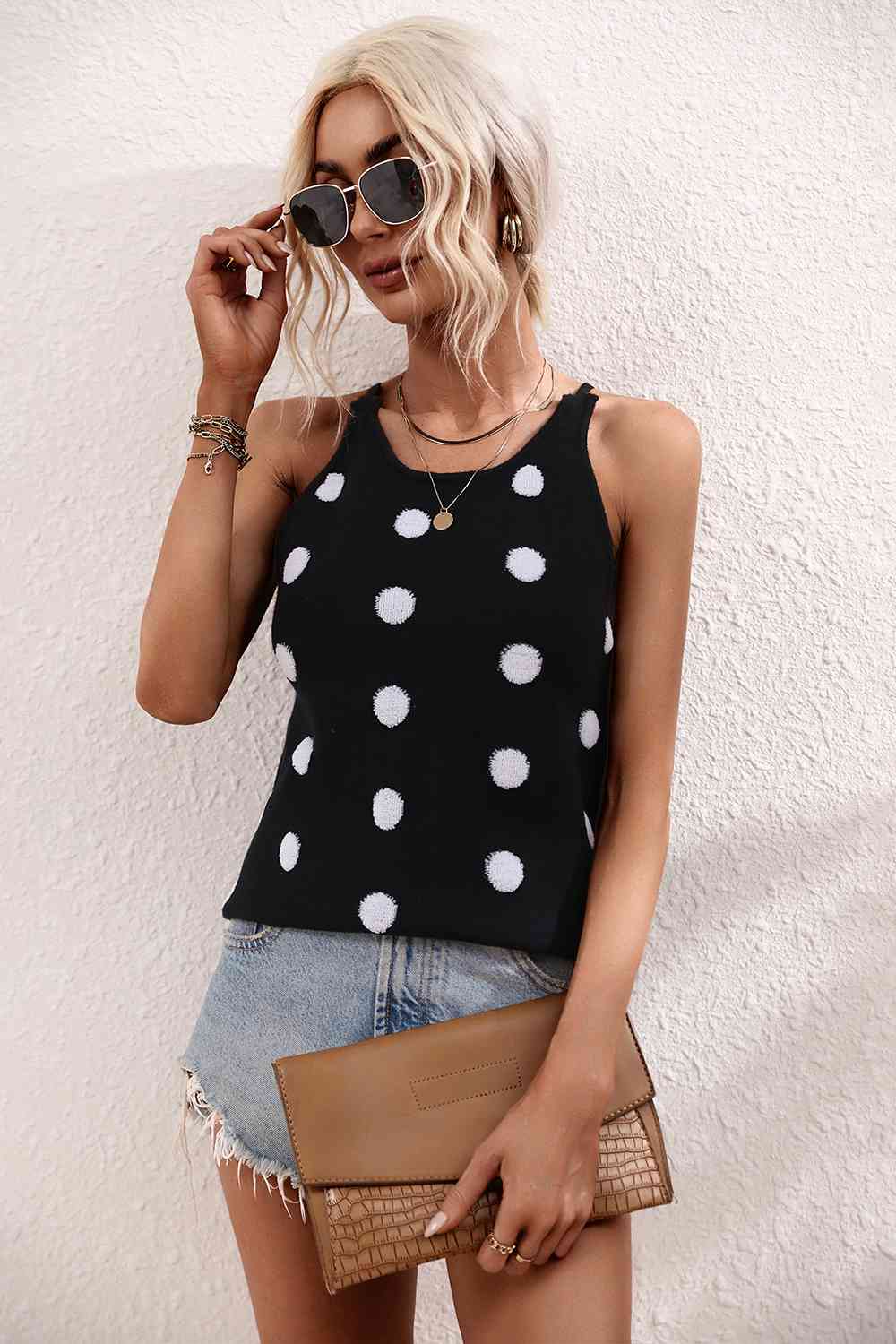 Stilla | Prik Rund Hals Strik Tank
