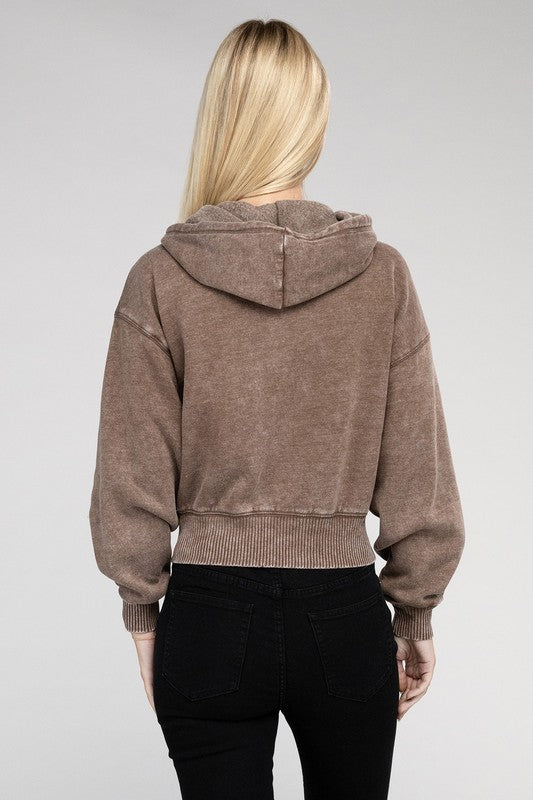 Stilla | Sweatjakke Med Lynlås I Acid Wash Fleece