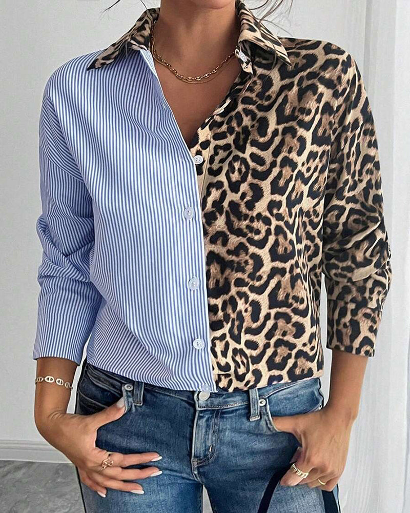 Stilla | Stribet Patchwork Leopardprint