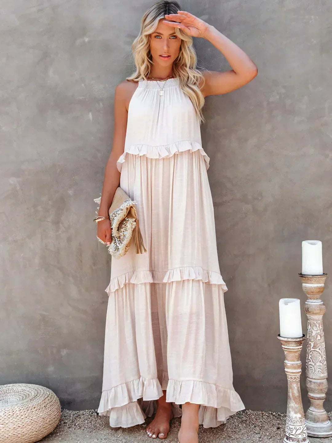 Stilla | Halter Ruffle Max Kjole