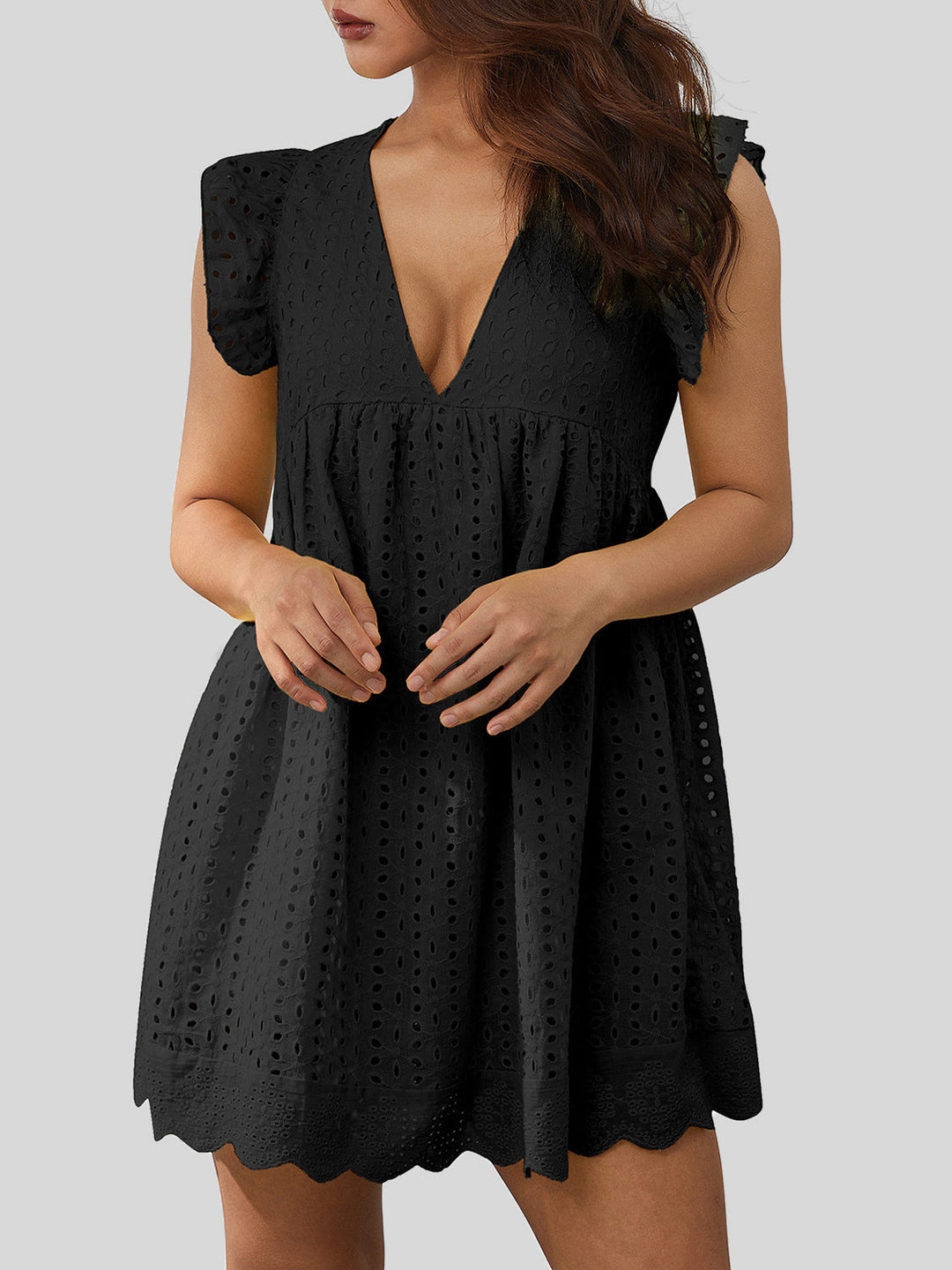 Stilla | Eyelet Cap Sleeve Mini Kjole