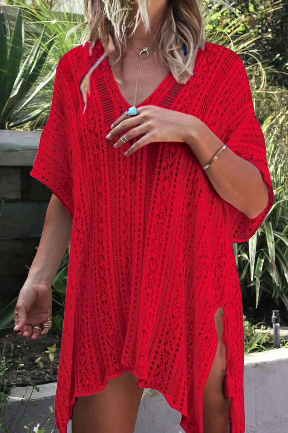 Stilla | V-hals Cover-up Med Frynse