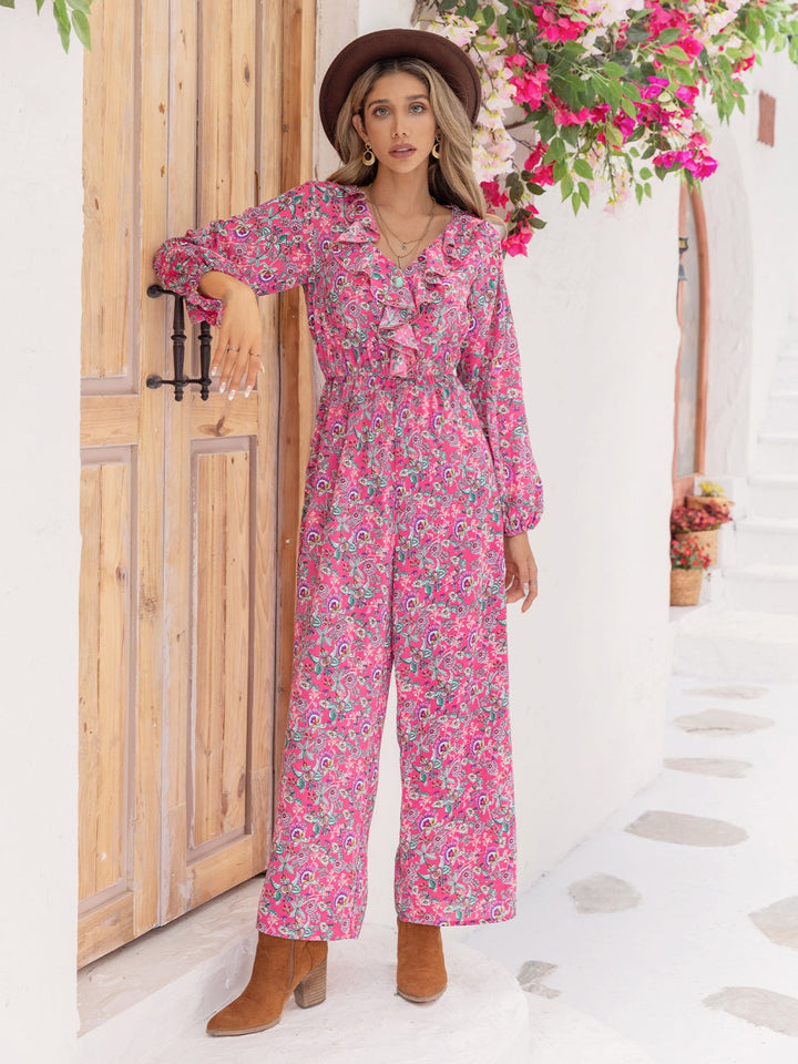 Stilla | Rynket V-hals Ballonærme Jumpsuit