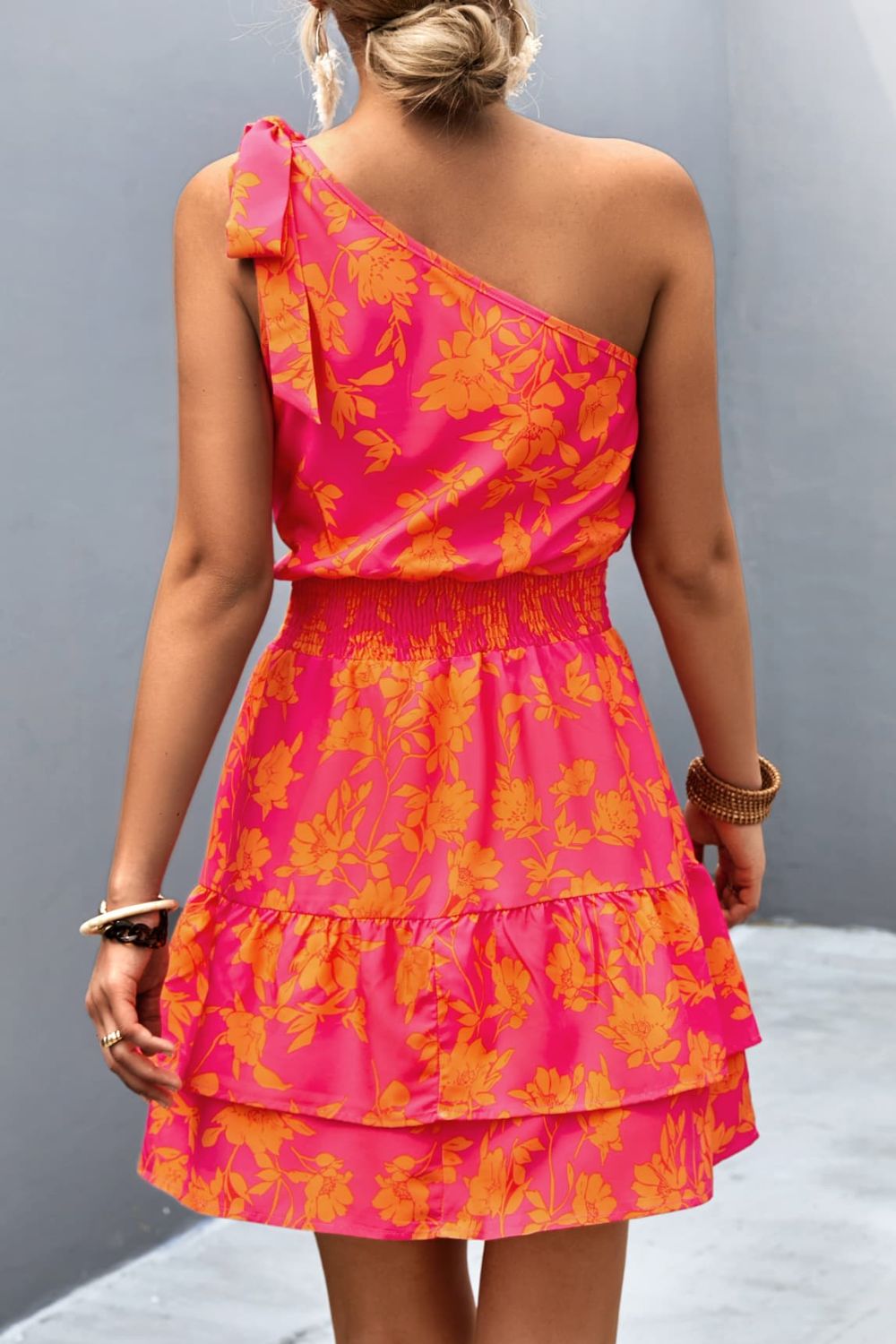 Stilla | Smocked Printed Single Shoulder Dress