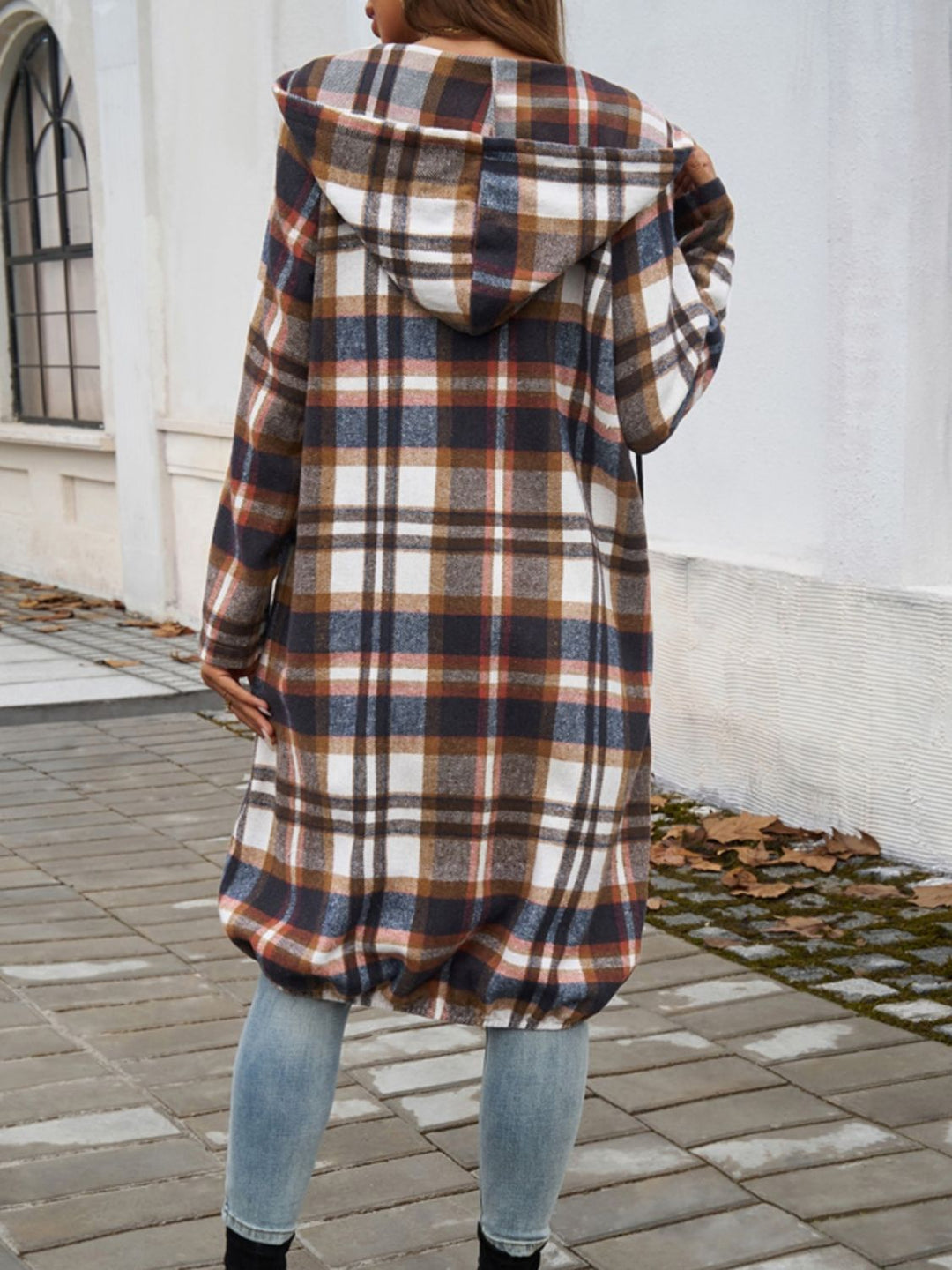 Stilla | Plaid Zip Up Hooded Coat