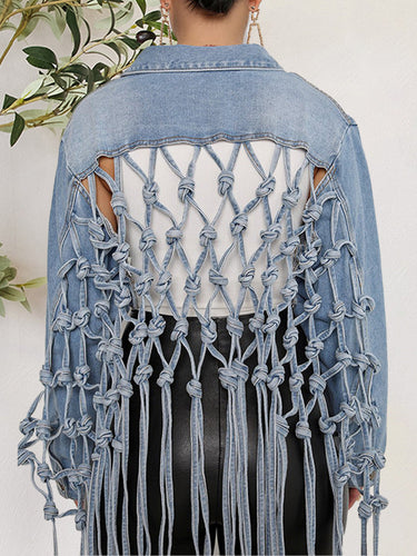 Stilla | Detalje Knap Op Denim Jakke med Lommer