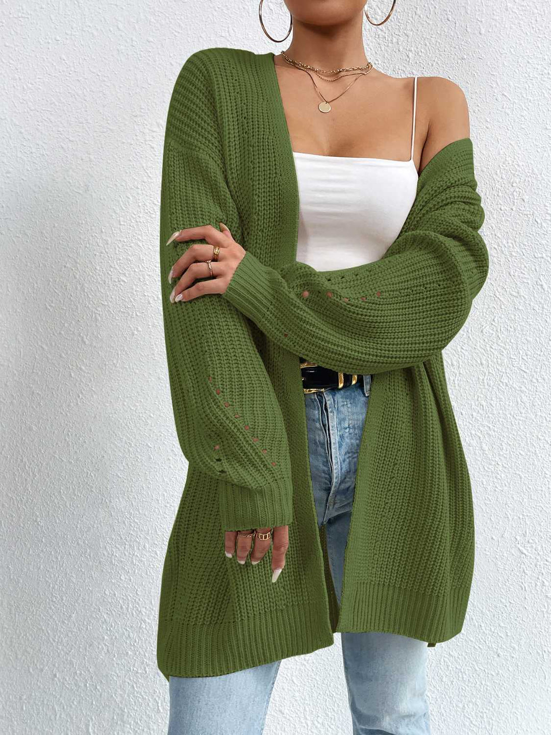 Stilla | Front Dropped Shoulder Slit Cardigan