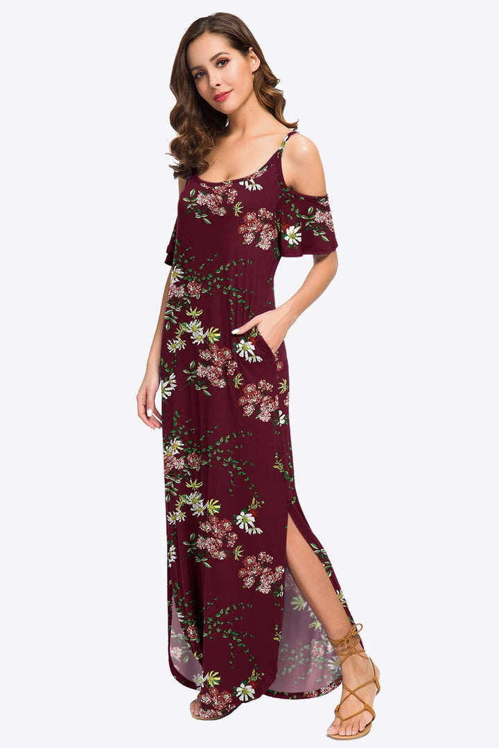 Stilla | Scoop Neck Cold-Shoulder Maxi Dress
