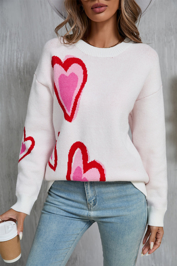 Stilla | Rundhals Sweater Med Lange Ærmer i Hjerteform