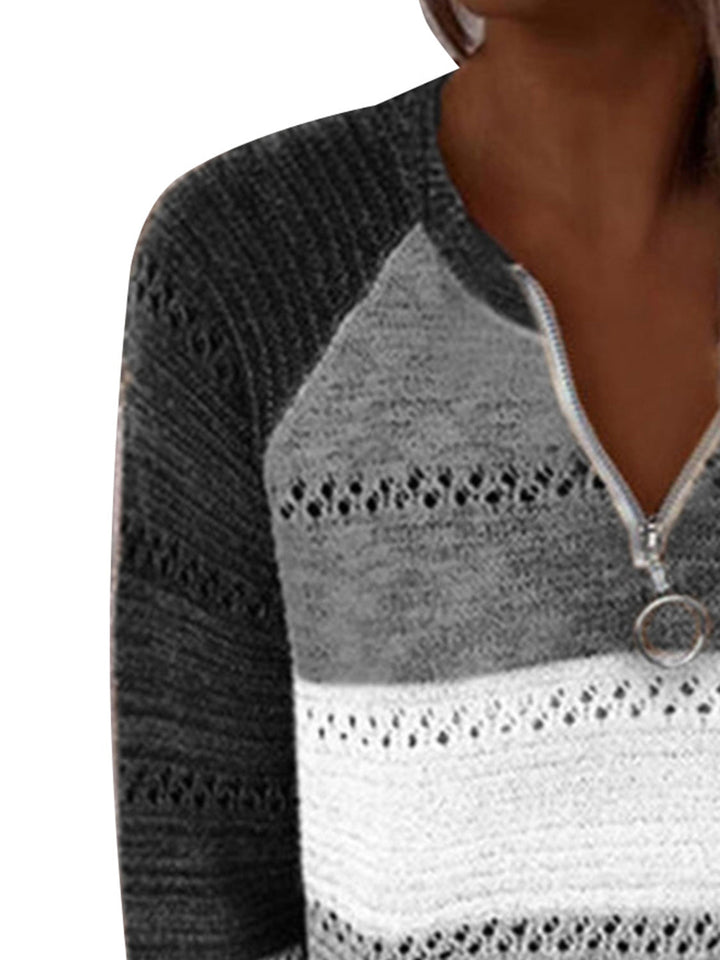 Stilla | Størrelse Farveblok Halv Lynlås Sweater