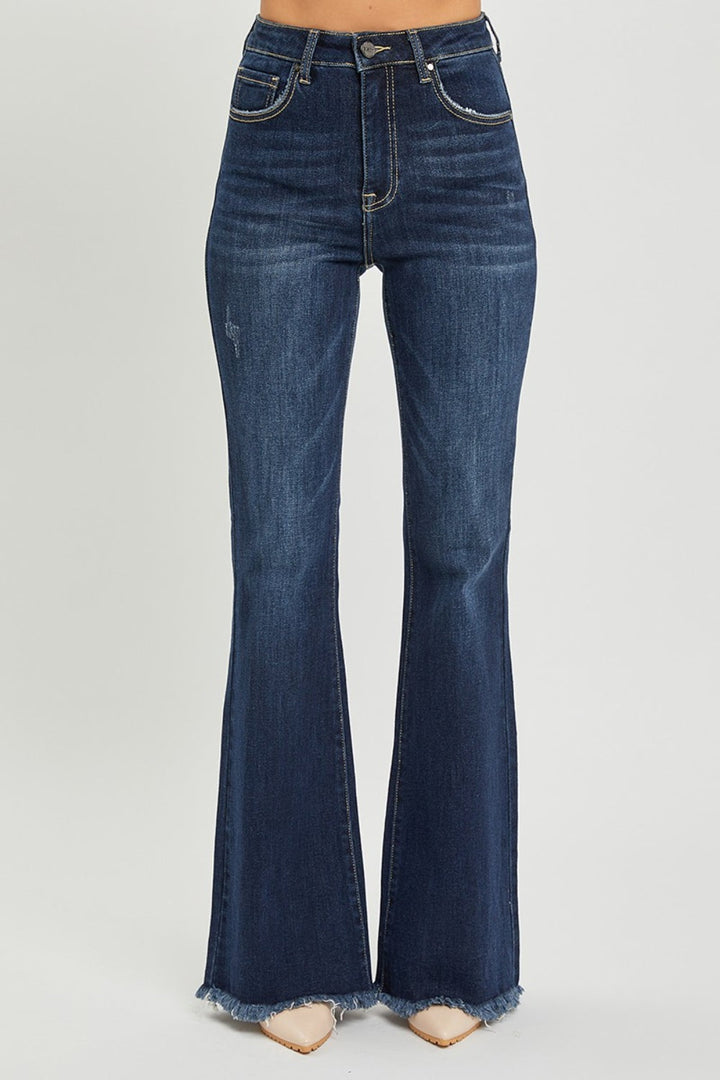 Stilla | Høj Talje Raw Hem Flare Jeans