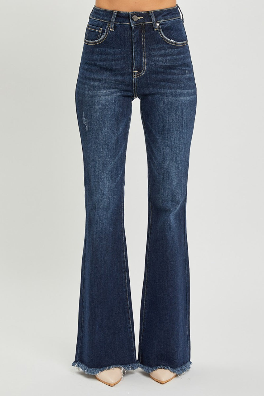Stilla | Høj Talje Rå Kant Flare Jeans