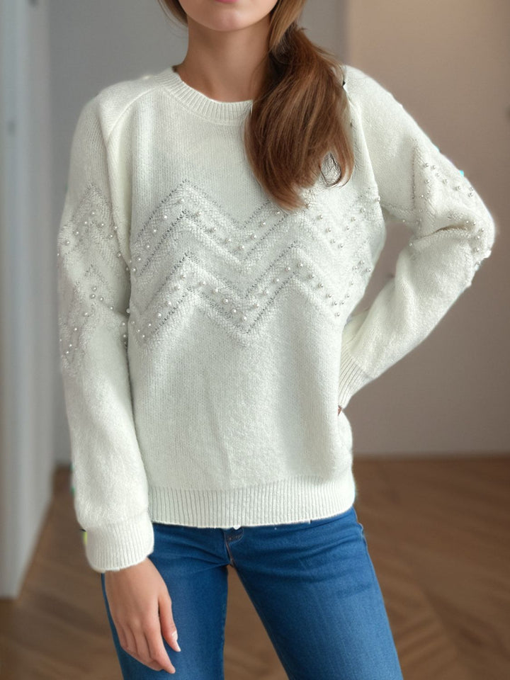 Stilla | Pullover Varm Med Perlepynt