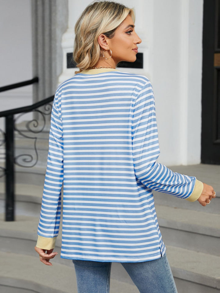 Stilla | Stribet Rund Hals Langærmet T-shirt