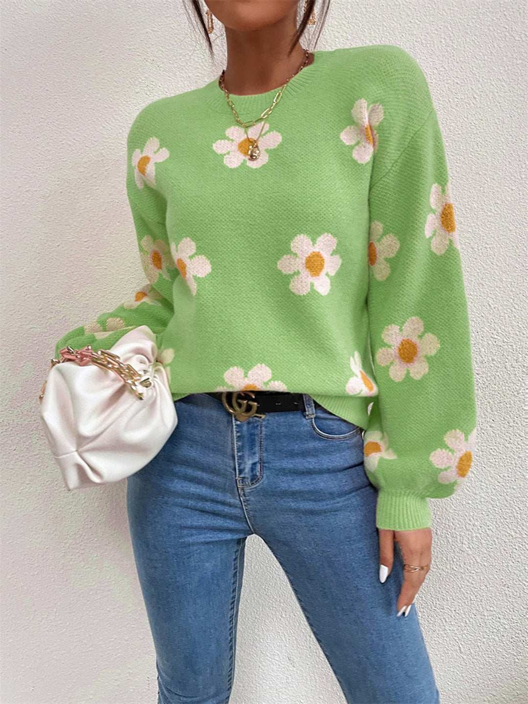 Stilla | Rund Hals Lantern Ærme Sweater