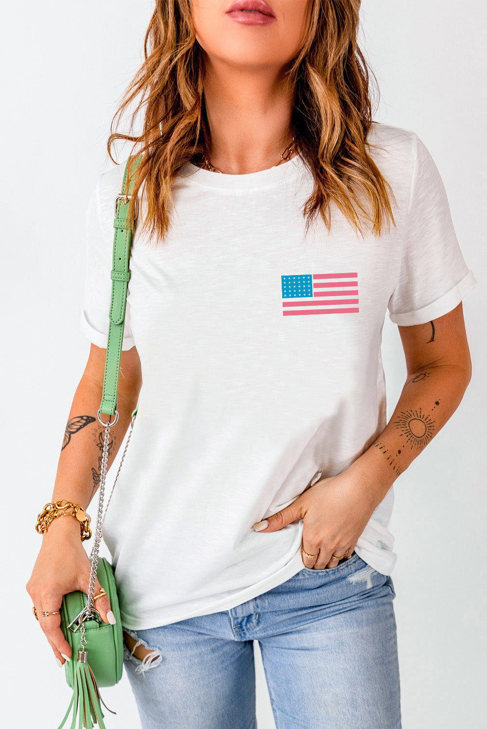 Stilla | Flag Rund Hals Kortærmet T-Shirt