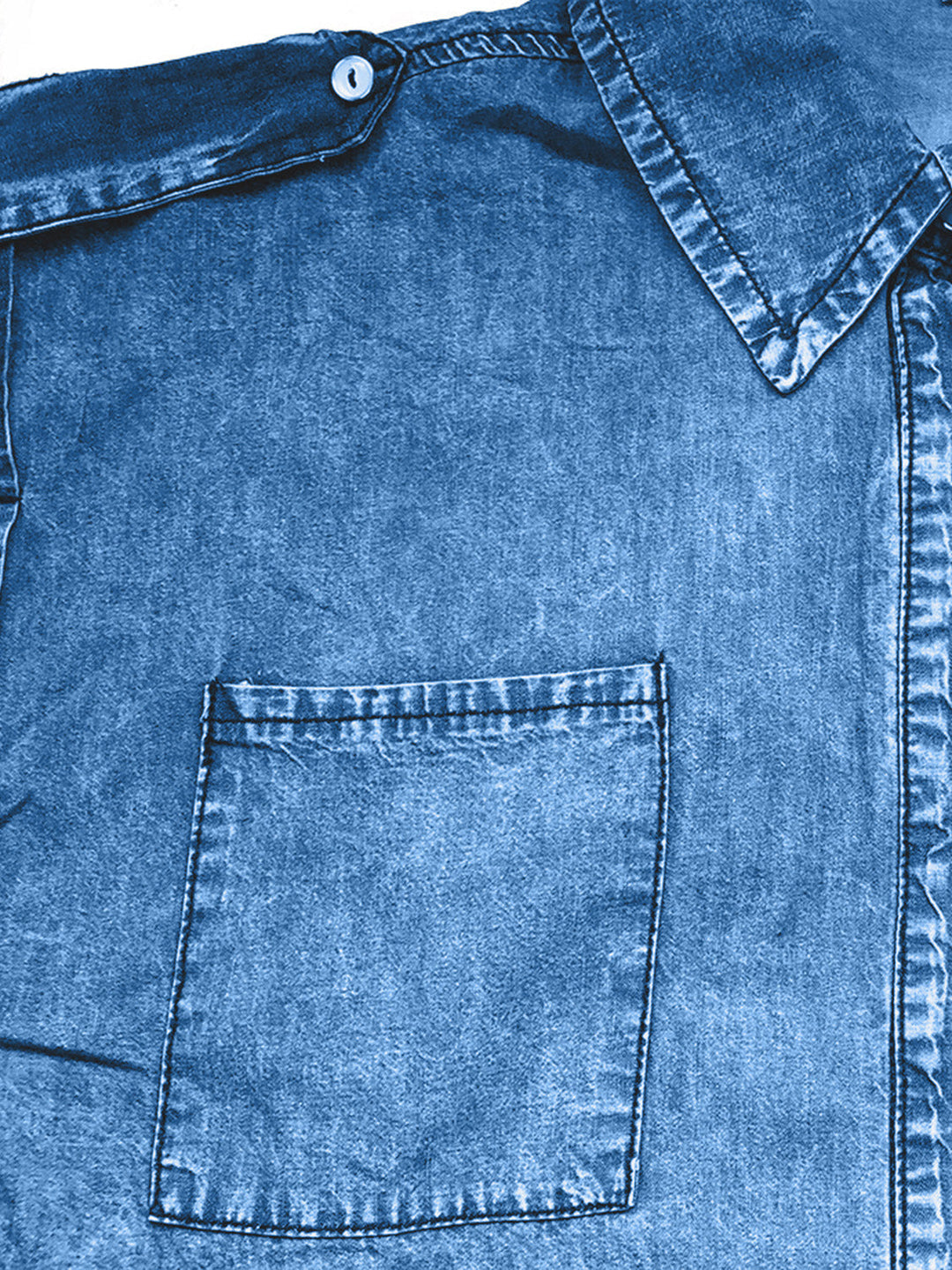 Stilla | Neck Cap Sleeve Denim Top