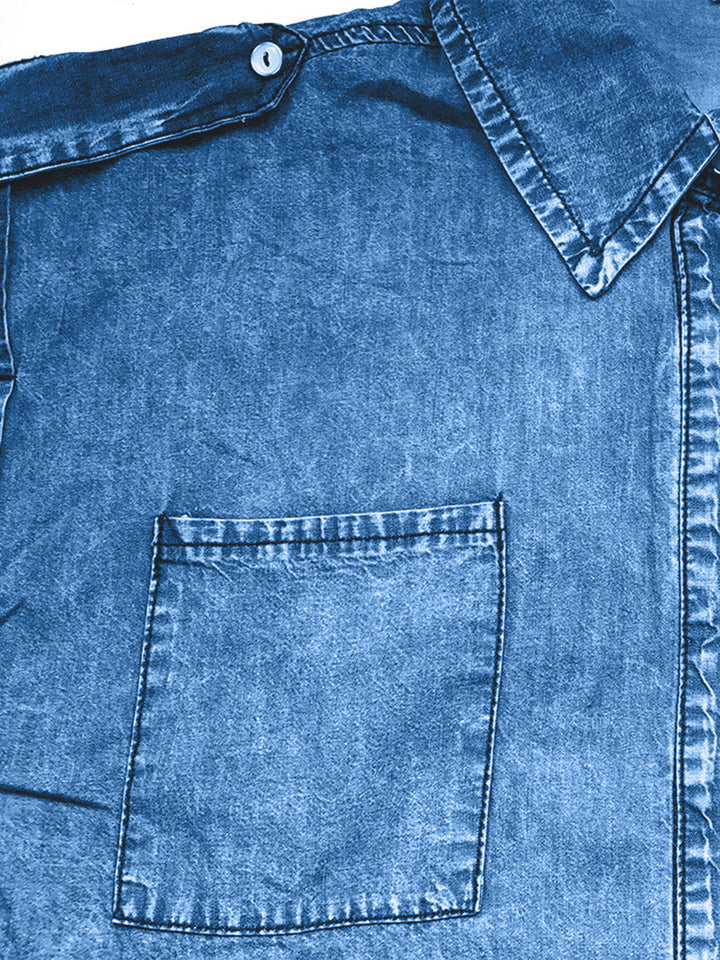 Stilla | Neck Cap Sleeve Denim Top
