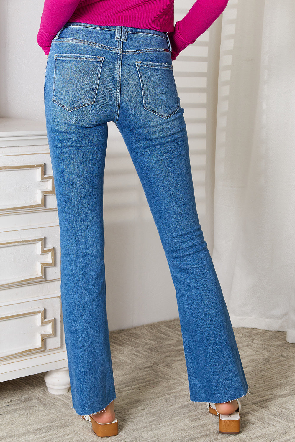 Stilla | Full Size Distressed Raw Hem Bootcut Jeans