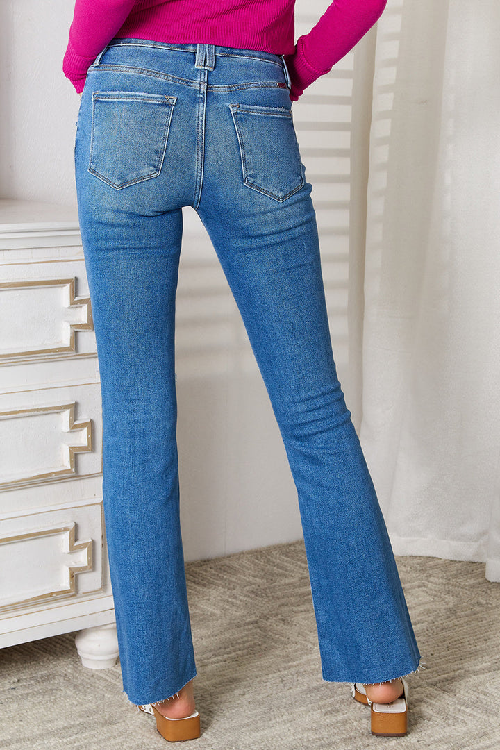 Stilla | Full Size Distressed Raw Hem Bootcut Jeans