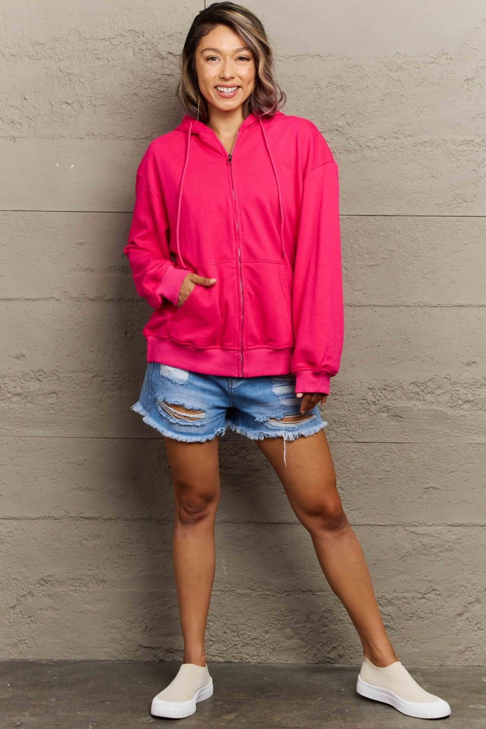 Stilla | Plus Size Zip Up Langærmet Hættetrøje