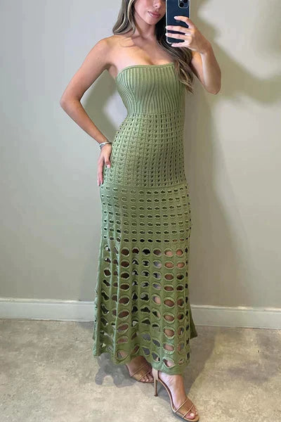 Stilla | Rustik Off-shoulder Maxi Kjole Med Patchwork Og Udskæring