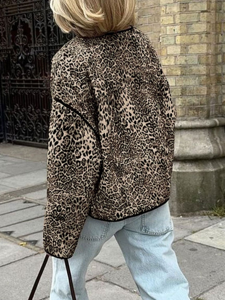 Stilla | Perfee Leopardejakke Med Lange Ærmer og Åben Forside