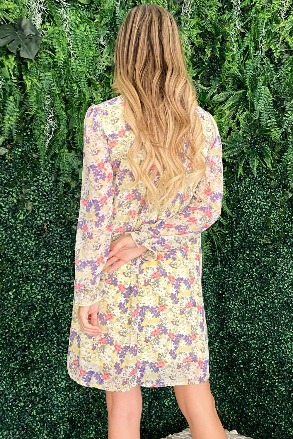 Stilla | the Why Floral Mock Neck Flounce Sleeve Dress