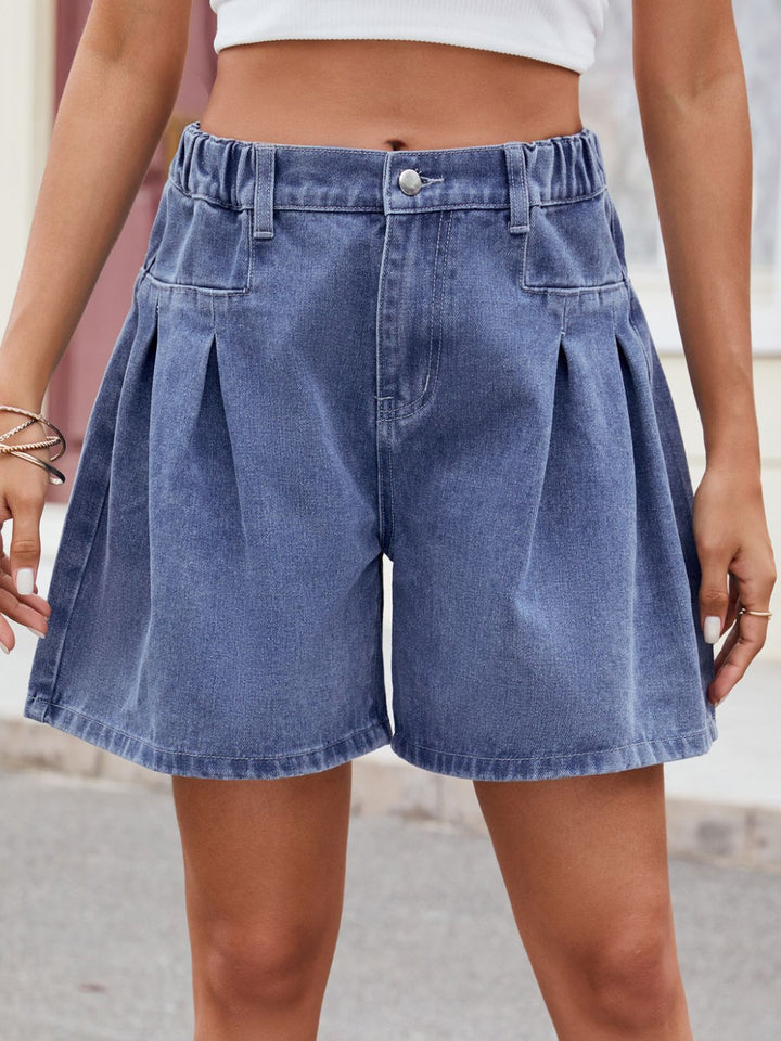 Stilla | Halv Elastisk Talje Denim Shorts