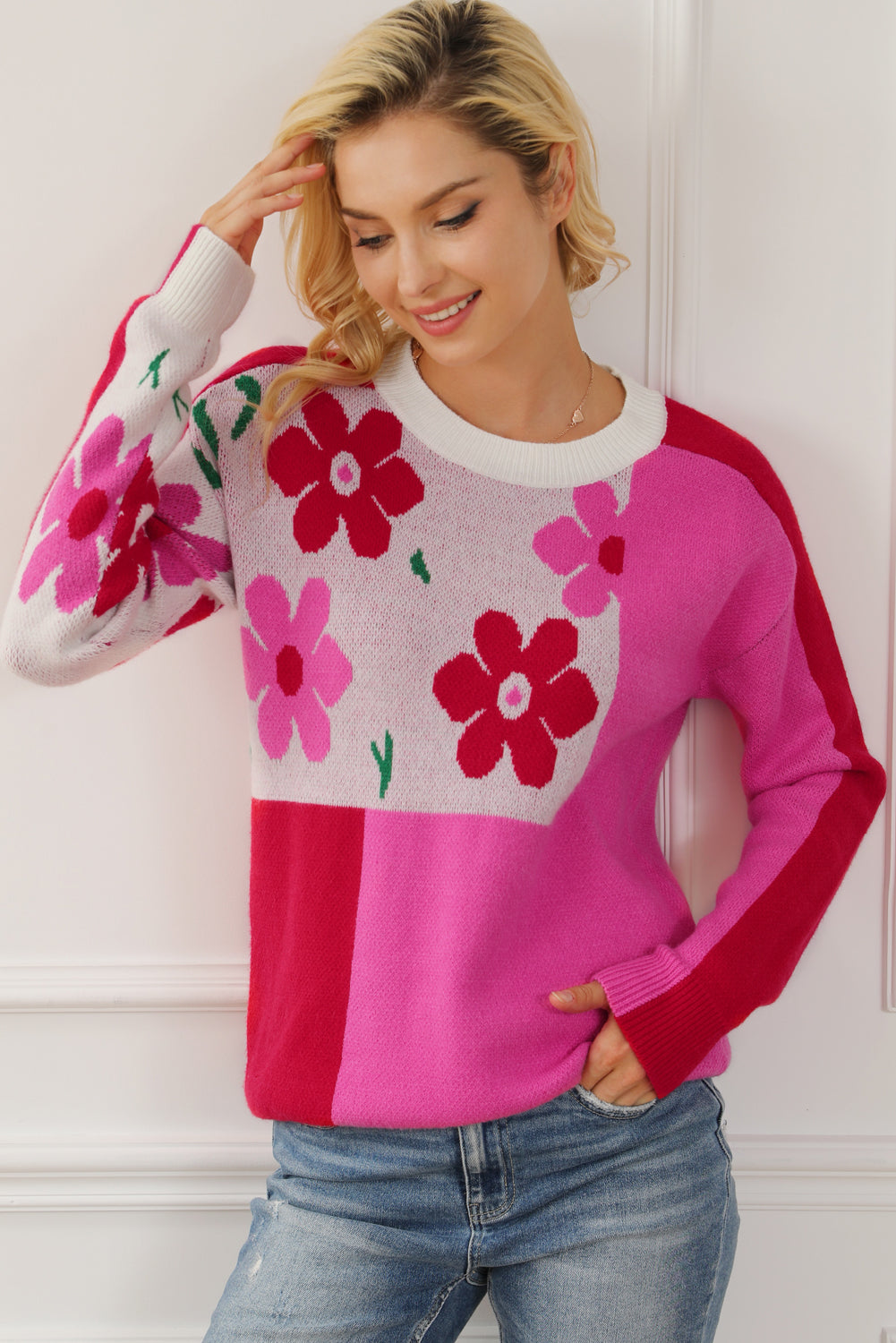 Stilla | Rund Hals Faldet Skulder Sweater
