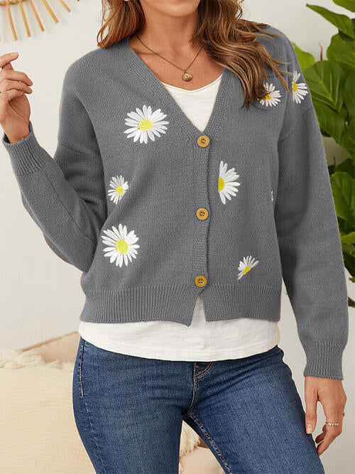 Stilla | Knap Front Dropped Shoulder Cardigan