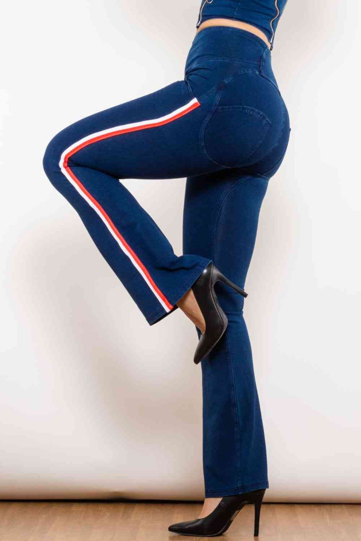 Stilla | Stripe Lynlås Lukning Bootcut Jeans